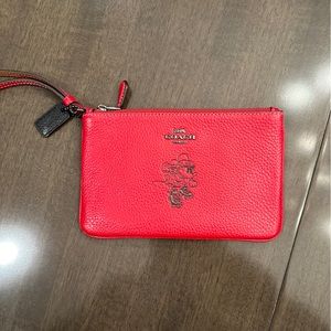 Red Coach wristlet, Mickey Mouse (Disney), NEW